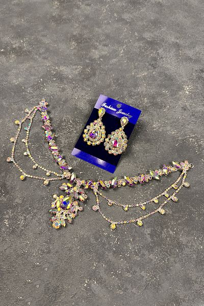 Hayalperest boncuk Ahu Model Fringed Shuttle Earring Set for Bridal Henna Wedding - Janjanlı