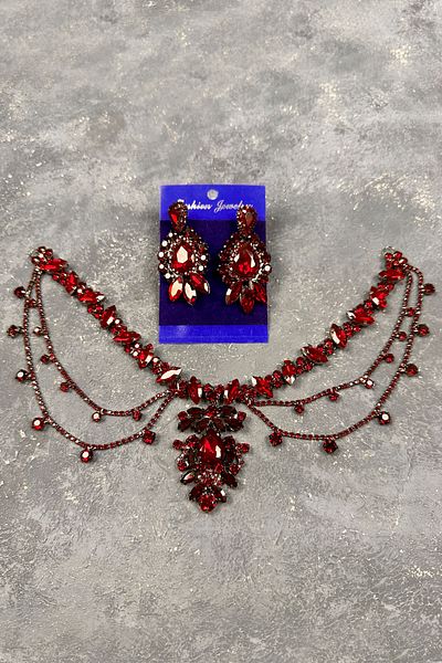 Hayalperest boncuk Burgundy Bridal Henna Wedding Hair Accessory - Ahu Model Shuttle Drop Earring Set