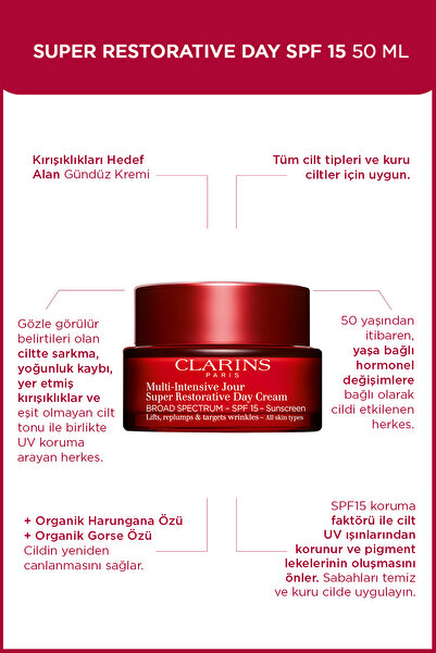 Clarins Süper Restorative Day Cream SPF 15 50 ml Gündüz Kremi