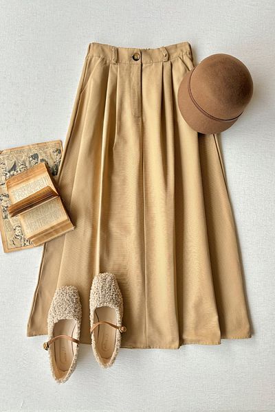 Ceylan Otantik Milky Brown Cotton Skirt