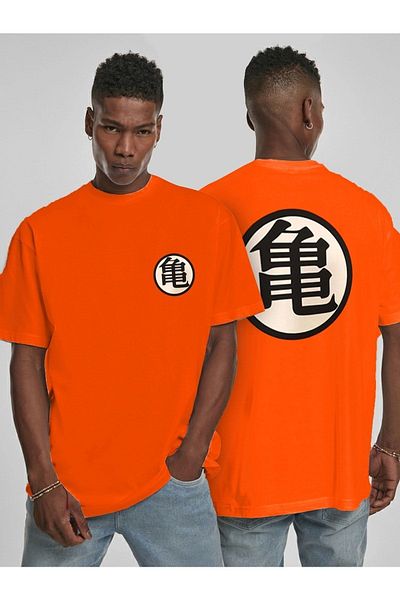 Orijin Tekstil Dragon Ball Goku Logo Unisex Orange T-Shirt - Front and Back Printed