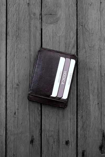 Modica Zona - Real Leather Black Card Holder Wallet with Paper Money Compartment and ID Card Compartment
