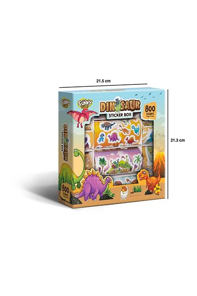 Funny Dinosaur Sticker Box - 800 Sticker Set for Kids, Origami Paper & Notepad - Sticker Box