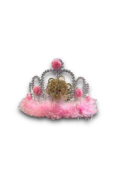 Niyet Pembe Tüylü Plastik Prenses Taç