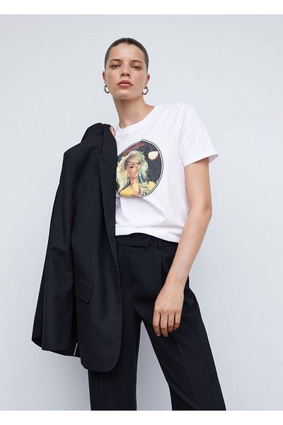 MANGO Woman Ξανθό μπλουζάκι