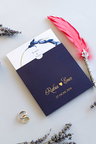 Pixel Davetiye Lacivert Premium 50 Adet Davetiye Yeni Model - Düğün - Nişan - Kına - Sünnet - Nikah Davetiyesi - 8761