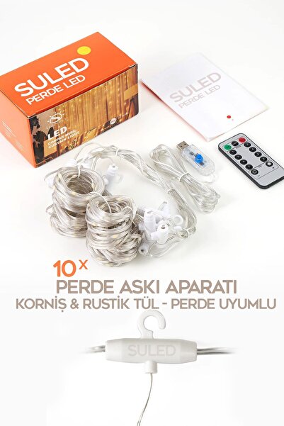 SULED Perde Led 3x3 Metre Kumandalı 8 Mod Ambiyans Ayarlabilir Boy Dekor Mikro Led Işık Perde