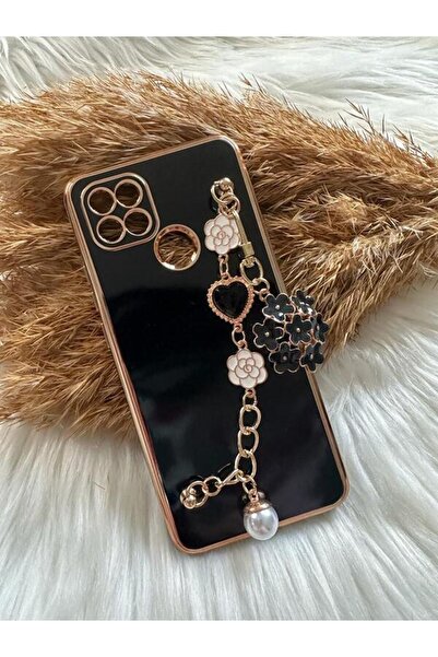 Aksesuarda Moda Oppo A15-a15s Uyumlu Çiçekli Taşlı Incili El Geçmeli Lazer Ke...