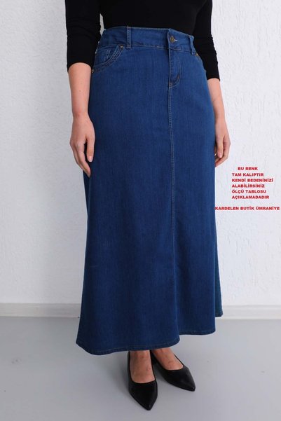 Kardelen Butik Ümraniye Long Skirt Midnight Blue Denim