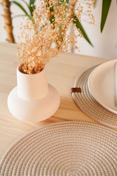 LİSYA HOME 6 Adet Bej Hasır Supla / Amerikan Servis Lux Sunum Tabak Altlığı