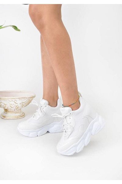 Lady White Hidden wedge heel women's sneakers