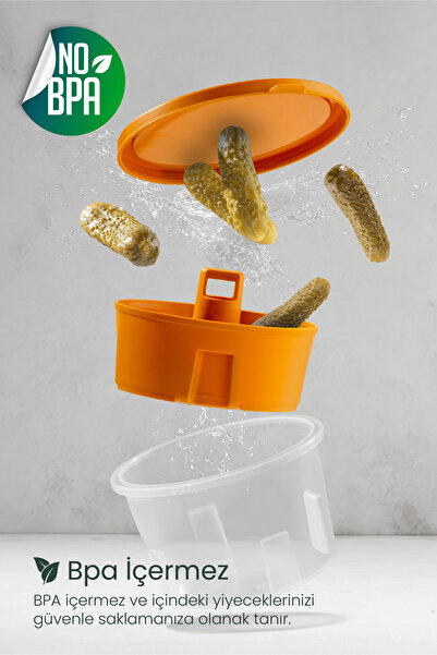 Vienev Set of 3 Colored Presenter Olive Pickled Cheese Multi-Purpose Storage Containers with Strainer