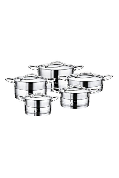 OMS PASLANMAZ Oms 10 Parça (5li) Silindir Tencere Takımı