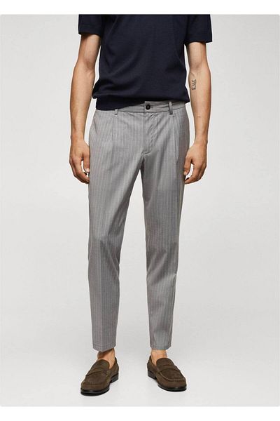MANGO Man Patterned trousers with buckle