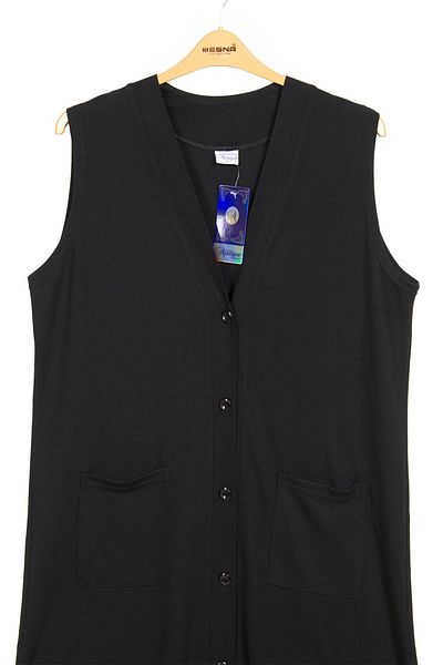 HESNA Дамски дълъг черен потник Buğra Plus Size