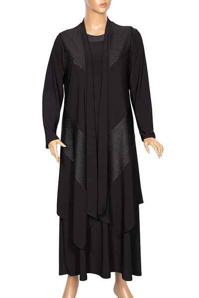 HESNA Set de rochii cu vestă asimetrică Semra Bias Glitter pentru femei, negru