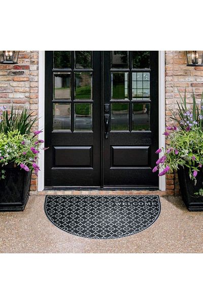 Stepmat Gray Welcome Written Dust and Mud Scraper Rubber Door Mat