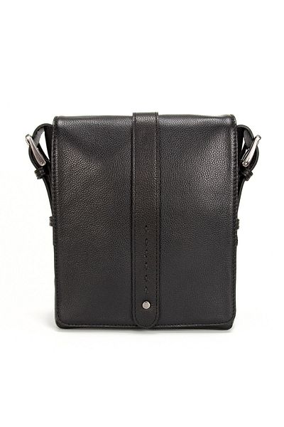 KANGAROO KINGDOM Men's Messenger Bag Genuine Cowhide Leather Black 3212-s