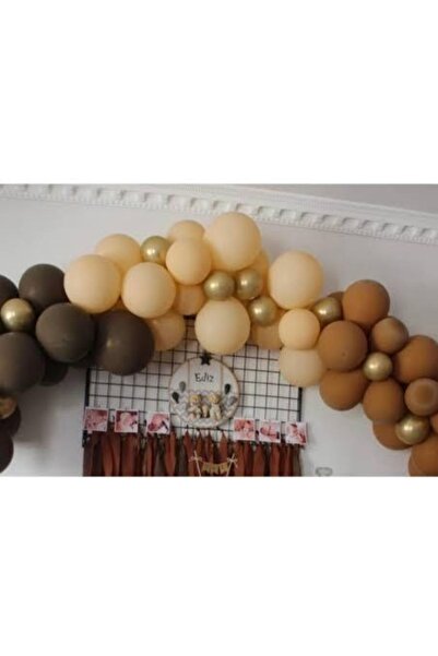BalonEvi 50 Adet Kahverengi Somon Karamel Gold Balon