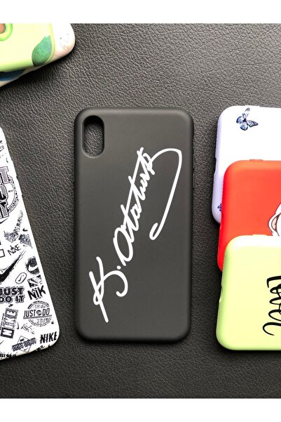 izzytech حافظة لهاتف آيفون Xs ماكس، حافظة سيليكون بتصميم توقيع أتاتورك لهاتف ...