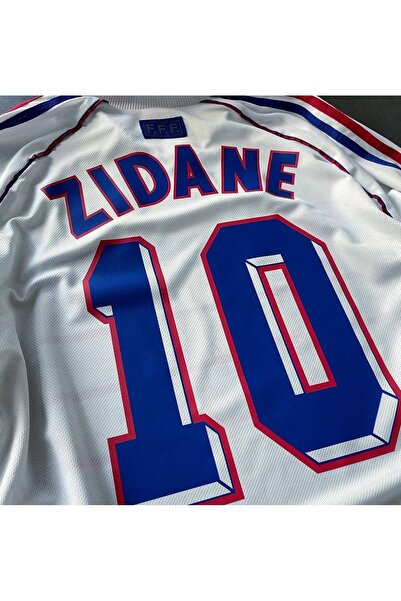 kombinezyum Fransa 98 Dünya Kupası Zinédine Zidane #10 Forması Beyaz