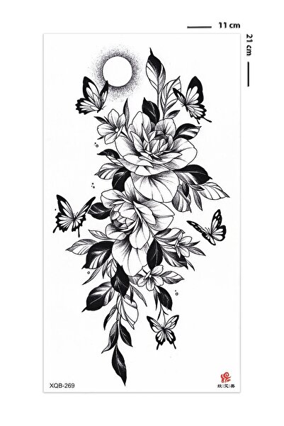 BP Tattoo Freesia Gerçekçi Görünümlü Kelebek Ve Çiçek Dövmesi