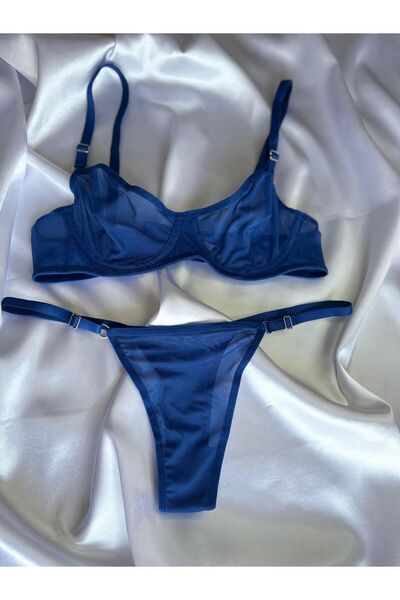 VentLingerie مجموعة صندل من التول باللون الأزرق من ساكس