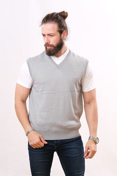 Çukurova Woolen Sleeveless Knitwear Sweater Light Gray