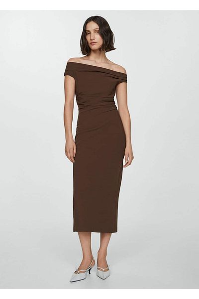 MANGO Woman Φόρεμα με κουρτίνα ώμου