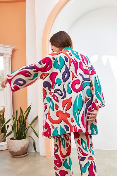 MİA NOURA kimo lily patterned linen