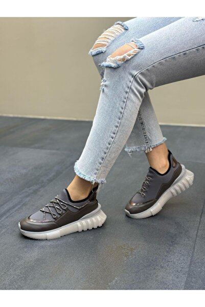 DİVA Diva Gri Taşlı Likralı Kadın Günlük Spor