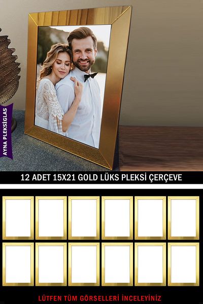 Bytwo 12 Pieces 15x21 A5 Gold Mirror Plexiglass Frame - Luxury Plexiglass Frame