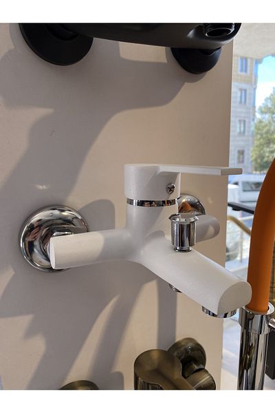 İSAOĞLU YAPI Bathroom Faucet White Bathroom Faucet Matte White Shower Faucet