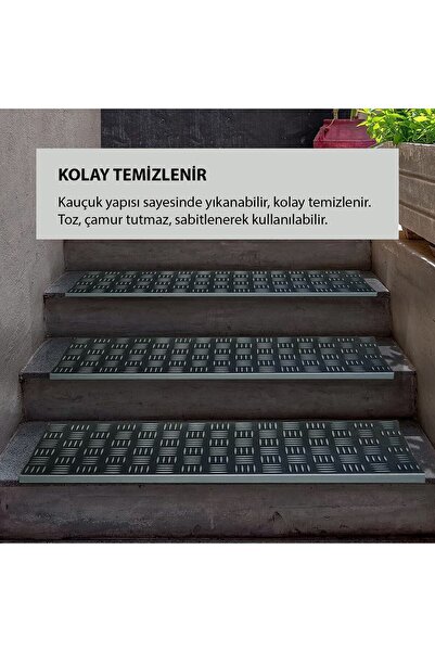 Stepmat Gri Plastik Kaydırmaz Dış Mekan Merdiven Basamak Paspası