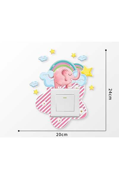 Dilekita Bebek/çocuk Odası Için Lamba Anahtarı Ve Priz Silikon Sticker - Pemb...