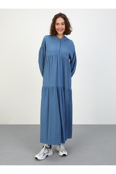 Benin Indigo Hijab Dress - Comfortable Hood Detail - Benin