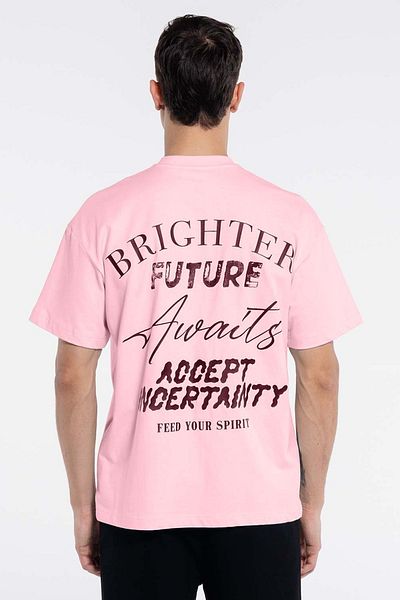 Friday Offset Deka Men's Pink 100% Cotton Crew Neck Extra Oversize T-Shirt