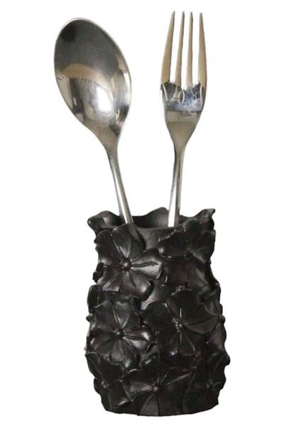 Evene Countertop Cutlery Decorative Upright Cutlery Holder Cylinder Cutlery Black Color Model 16