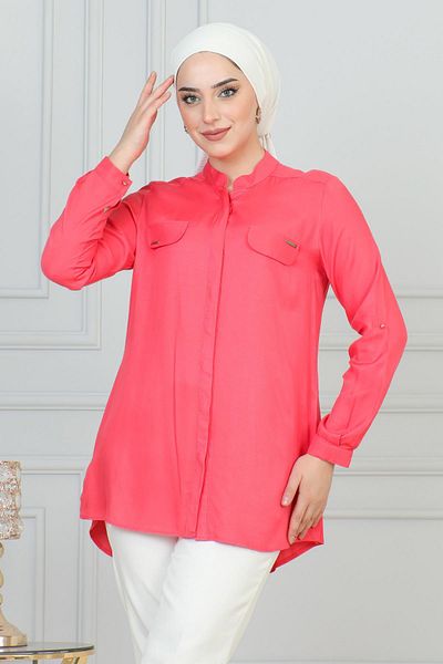 Modamihram Tunica cu model de flori de rodie cu buzunare ornamentale - 6104