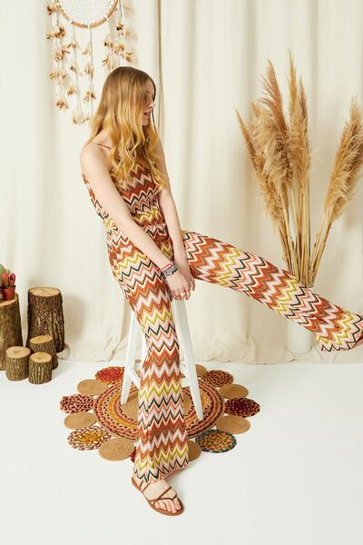 ENNA MODA Exclusive Special Design Lace Fabric Flared Leg Trousers Low-cut Waist Strap Suit Beachwear