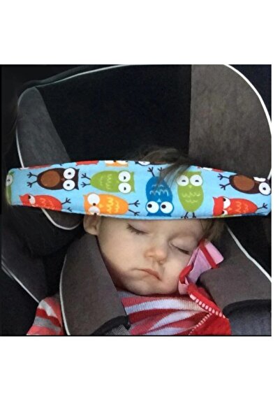 ttoysworld مسند رأس لمقعد السيارة، قماش قطني مقوس قابل للتعديل مع بومة زرقاء