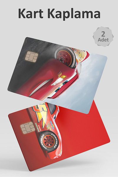 DEER ملصق لاصق لبطاقات الائتمان/البنك مكون من قطعتين من Lightning Mcqueen