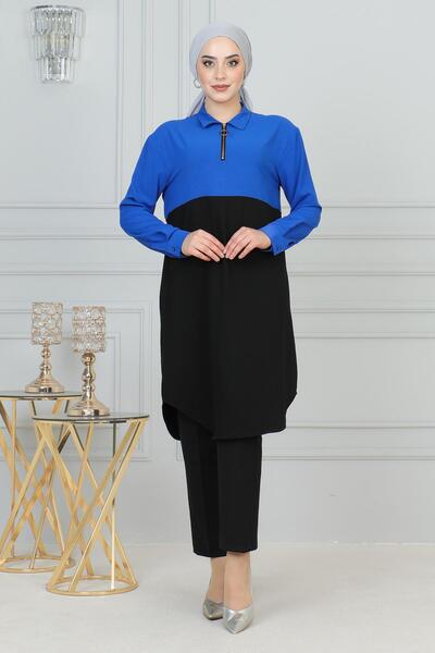 Modamihram Индигова туника 6098 - Детайлен цип