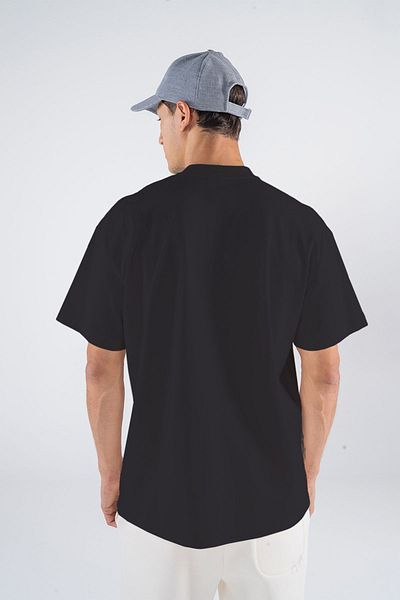 Friday Offset Tricou pentru bărbați, albastru bleumarin, cu decolteu supradimensionat, 100% bumbac