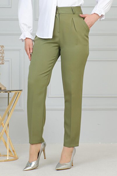 Modamihram Πράσινο παντελόνι με διπλό κουμπί - 6103
