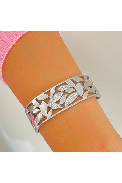 xesha Zirkon taşlı Geniş Çelik Bileklik Bilezik Künye