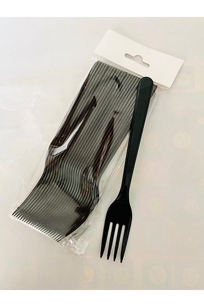 AKTEZ-EL Black Luxury Plastic Fork 25 Pieces