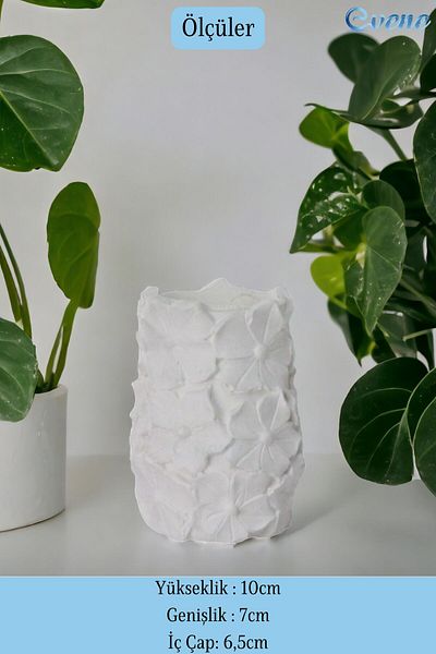 Evene White Decorative Spoon Holder - Cylinder Model 16, Countertop