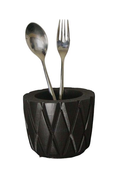 Evene Countertop Cutlery Decorative Upright Cutlery Holder Cylinder Cutlery Black Color Model 18