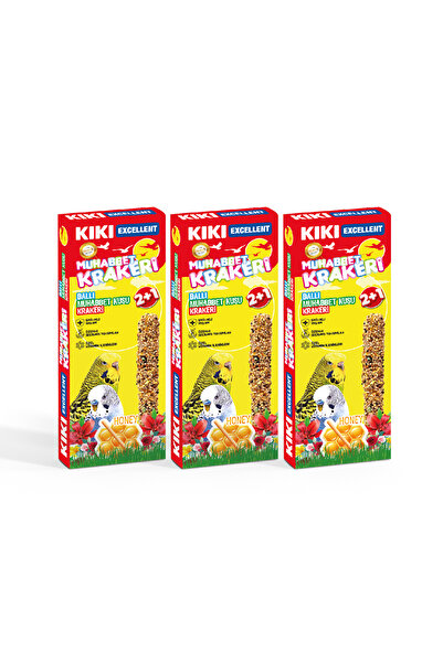 Kiki Excellent Ballı Muhabbet Kuşu Krakeri 3'lü x 3 Adet - Doğal Kraker
